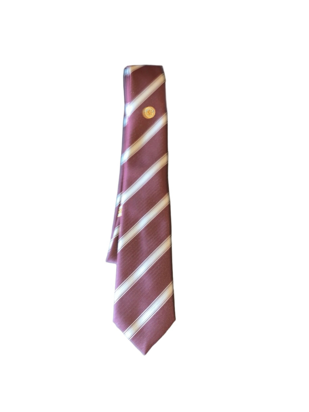 🔒 5 items for $10 - Men's MFA Striped Necktie Burgundy rotary club